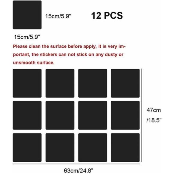 Wall Decor Sticker,12PCS Acrylic Mirror WallStickers 15cmAdhesive Rounded Corner - Picture 5 of 6